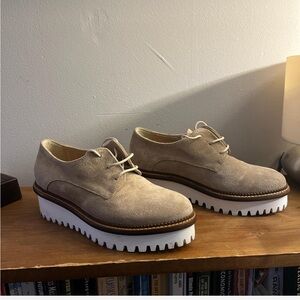 Cordani cream suede platform chuncky shoes